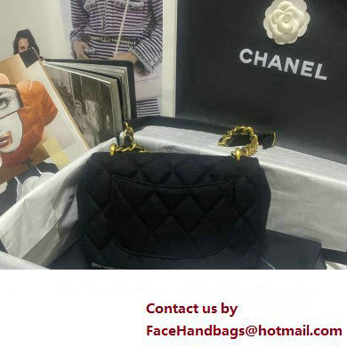 CHANEL Wool Felt  &  Gold-Tone Metal Mini Messenger Bag BLACK AS4397 2023